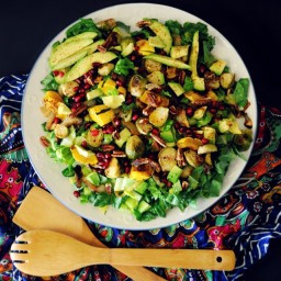 Autumn Harvest Salad with Roasted Squash, Brussels Sprouts and Caramelized 