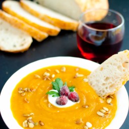 Autumn Harvest Soup with Candied Cranberries