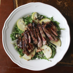 Autumn Pear Salad with Grilled Sirloin and Blue Cheese Crumbles