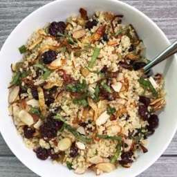 Autumn Quinoa Salad with Caramelized Onions, Dried Cranberries and Sage