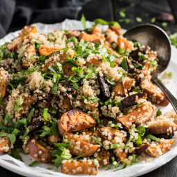 Autumn Quinoa Salad with Sweet Potatoes, Pecans, and Bitter Greens
