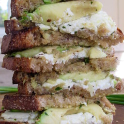 Avocado and Goat Cheese Grilled Sandwiches w/ Garlic Herb Butter