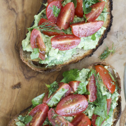 Avocado butter on toast with tomato salsa