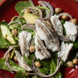 Avocado-Chickpea Salad with Halibut