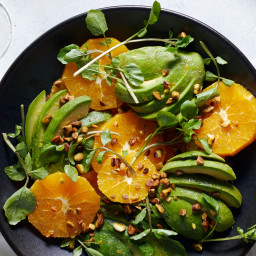 Avocado Fan Salad with Oranges and Pistachios