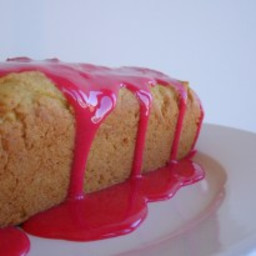 Avocado Pound Cake with Raspberry Glaze