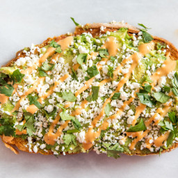 Avocado Toast With Chipotle Mayo, Cotija Cheese, Cilantro, and Lime Recipe