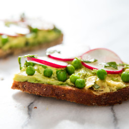 Avocado Toast With Radishes, Baby Peas, and Fresh Herbs Recipe
