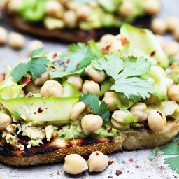 Avocado Toast with Spicy Marinated Chickpeas and Zucchini