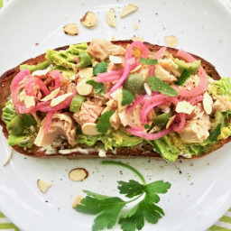 Avocado, Tuna and Pickled Red Onion Toast