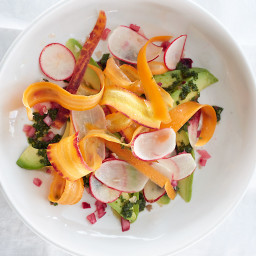 Avocado with Radish and Carrot and Pickled Onion