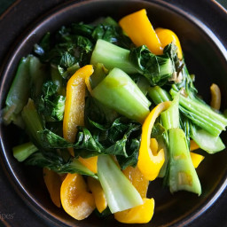 Baby Bok Choy with Yellow Bell Peppers