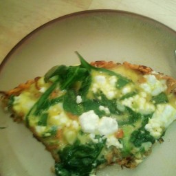 Baby Spinach Frittata with Sweet Potato Hash Crust