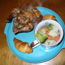 Bachelor Chow - Rotisserie Cornish Hen, Potatoes, Broccoli & Carrot Dinner