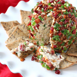 Bacon, Blue Cheese and Cranberry Cheese Ball with Pecans