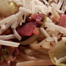 Bacon, Brussels Sprouts, and Mushroom Linguine