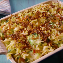 Bacon Brussels Sprouts Noodle Bake