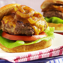 Bacon-Cheddar Burgers with Caramelized Onions