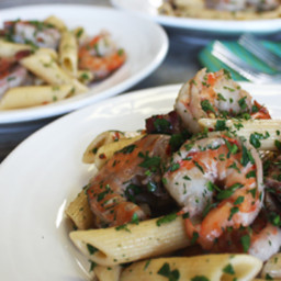 Bacon Scampi with Penne and Mustard
