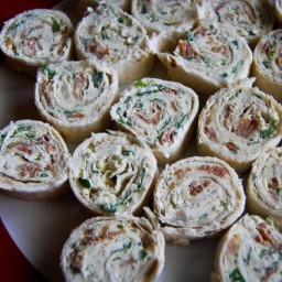 Bacon, Spinach and Green Onion Cream Cheese Tortilla Roll-Ups
