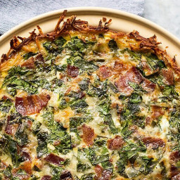 Bacon & Spinach Quiche with Hash Brown Crust