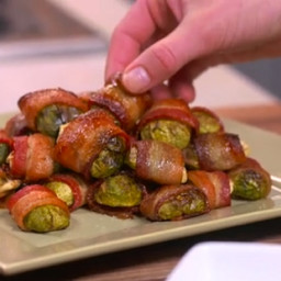 Bacon-Wrapped Brussels Sprouts with Creamy Lemon Dip