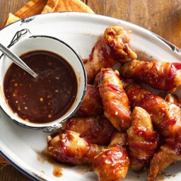 Bacon-Wrapped Chicken Wings with Bourbon Barbecue Sauce