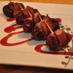 Bacon Wrapped Dates, Stuffed with Jalapeno's, Slathered with a Raspberry Re