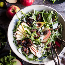 Bacon Wrapped Fig and Honeycrisp Apple Salad with Salted Caramel Pecans