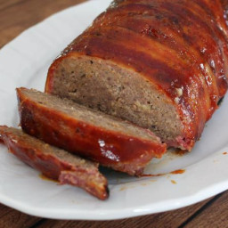 Bacon Wrapped Meatloaf with Barbecue Sauce Glaze