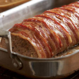 Bacon-Wrapped Meatloaf with Mushroom Gravy