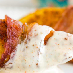 Bacon Wrapped Potato Wedges with Chipotle Ranch