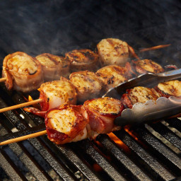 Bacon Wrapped Scallop Skewers
