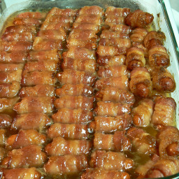 Bacon Wrapped Smokies with Brown Sugar and Butter