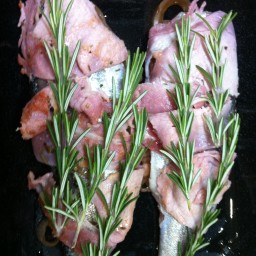 Bacon-Wrapped Trout Stuffed with Balsamic Onion Compote i