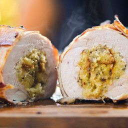 Bacon-Wrapped Turkey Breast With Cornbread Stuffing