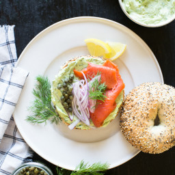 Bagels with Smoked Salmon and Herbed Avocado Spread