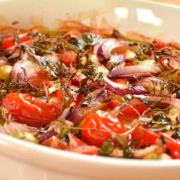 Bakad Fetaost med tomat och oliver