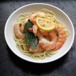 Baked and Buttered Bay Shrimp over Pasta