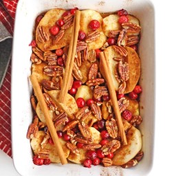 Baked apples and pears with cranberries and pecans