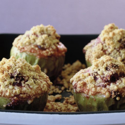 Baked apples with rhubarb crumble