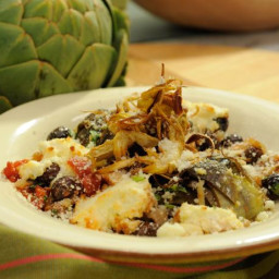 Baked Artichokes with Olives and Ricotta Cheese