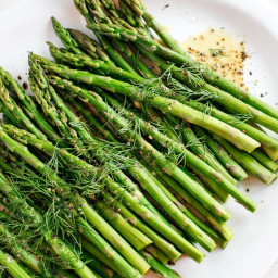 Baked Asparagus with Mustard Dill Sauce