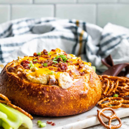 Baked Bacon Cheese Dip in a Bread Bowl