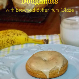 Baked Banana Doughnuts with Browned Butter Rum Glaze
