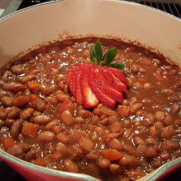 Baked Beans with Strawberry BBQ Sauce