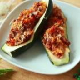 Baked Beef and Rice Stuffed Zucchini