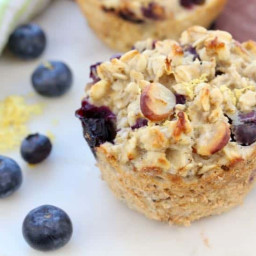 Baked Blueberry Lemon Oatmeal Muffin Cups
