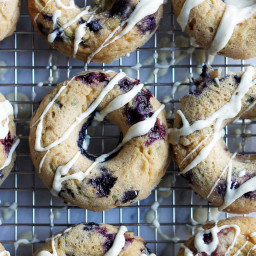 Baked Blueberry Zucchini Donuts with White Chocolate Drizzle
