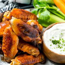 Baked Buffalo Wings with Blue Cheese Sauce